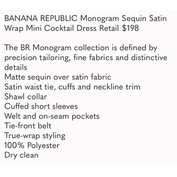 Banana Republic Matte Sequin Wrap Dress Silk Trim Size 2 - Picture 16 of 16